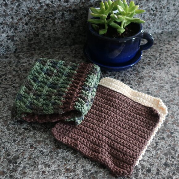 Multicolored Crochet Dish Drying Mats 100% Cotton Kitchen - Picture 3 of 16